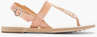 Pedro Garcia Nude Scalloped Leather Isley Sandals - Lyst