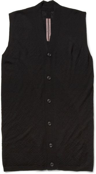 Rick Owens Wool jersey Sleeveless Cardigan - Lyst