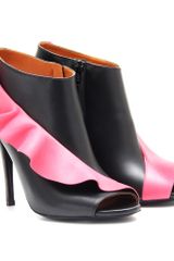 Balenciaga Peep Toe Leather Ankle Boots