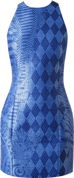 Balmain Baroque Floral Woven Raffia Dress - Lyst