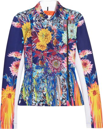 Clover Canyon Turquoise Valley Printed Stretch-Neoprene Jacket - Lyst