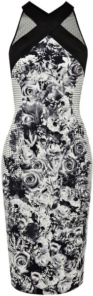 Karen Millen Dot Floral Print Dress - Lyst