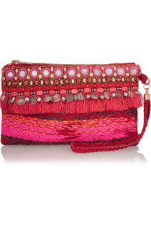 Matthew Williamson Swarovski Crystalembellished Suede Wristlet Clutch - Lyst