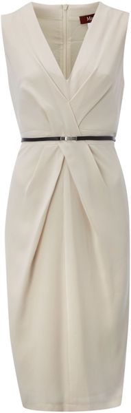 Max Mara Studio Vista V-Neck Shift Dress with Belt - Lyst