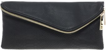 River Island Black Snake Asymmetric Zip Clutch - Lyst