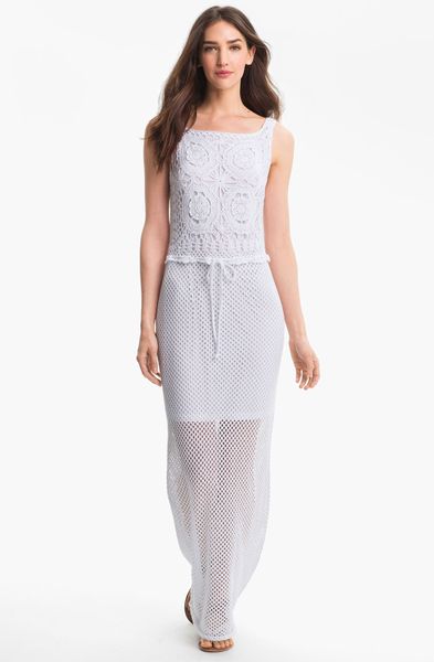Taylor Dresses Crochet Maxi Dress In White End Of Color List White Lyst 4138