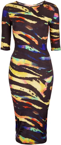 Topshop Zebra Print Midi Dress By Oh My Love in Black (multi) | Lyst