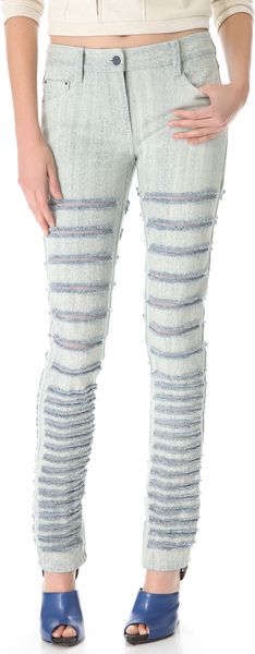 3.1 Phillip Lim Bleached Shredded Skinny Jeans - Lyst