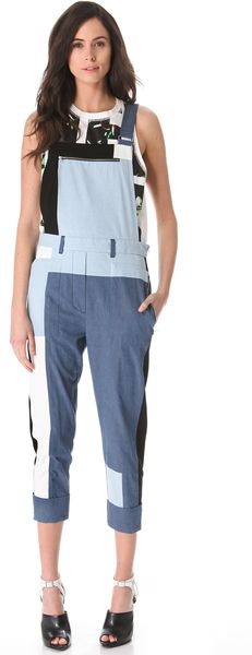 3.1 Phillip Lim Cutup Chambray Overalls - Lyst