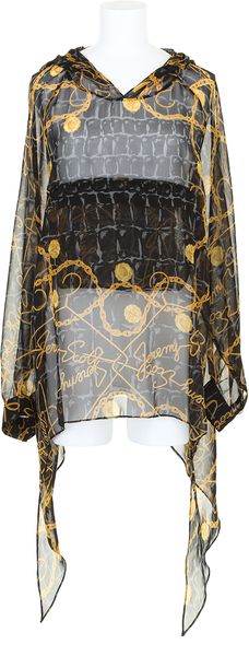 Jeremy Scott Sweatshirt Effect Top in Silk Chiffon with An Animal and Golden Chain Print - Lyst