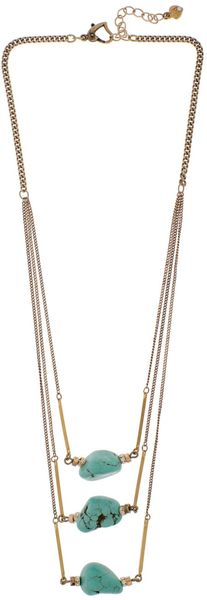 Martine Wester Journey Turquoise Three Row Gold Necklace - Lyst