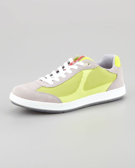 yellow patent leather prada sneakers
