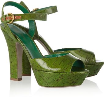 Sergio Rossi Glossed Cork Sandals - Lyst