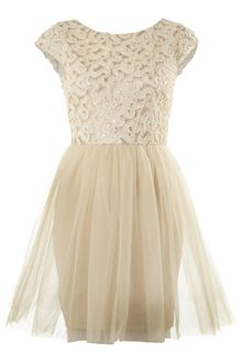 Tfnc Gold Foil Tulle Skirt Dress - Lyst