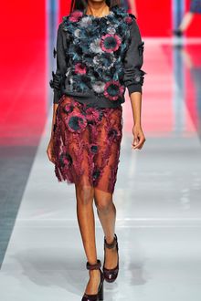 Christopher Kane Feather Flower Pencil Skirt in Burgundy - Lyst