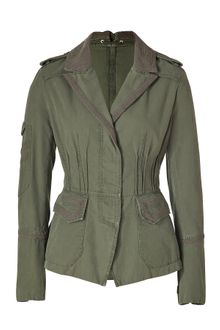 Ermanno Scervino Army Green Embroidered Cotton Jacket - Lyst