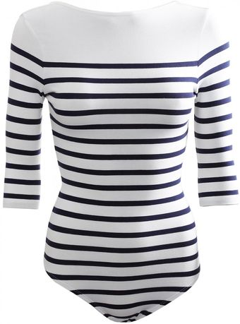 Jean Paul Gaultier Striped Leotard Ecrumarine - Lyst