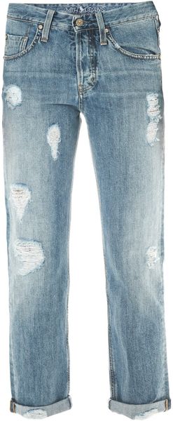 MiH Jeans Halsy Ripped High-Rise Straight-Leg Jean - Lyst