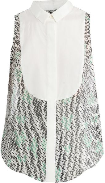 Sea Ny Bib Front Cactus Print Top - Lyst