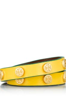 Tory Burch Patent Double Wrap Logo Stud Bracelet - Lyst