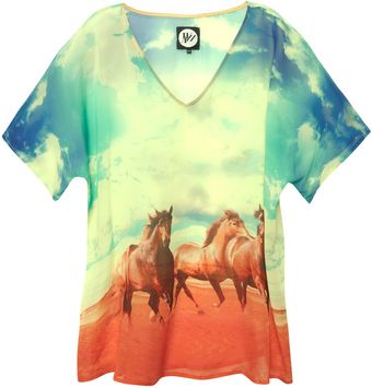 We Are Handsome Running Horses Print Kaftan - Lyst