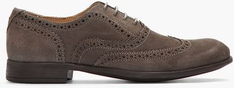 John Varvatos Suede Sid Buck Wingtip Brogues - Lyst