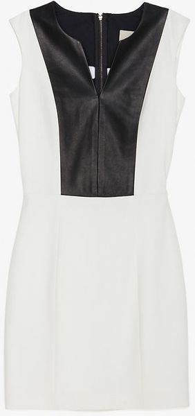 Mason by Michelle Mason Leather Inset Dress - Lyst