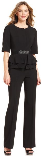 Anne Klein Shortsleeve Peplum Jacket Trousers - Lyst