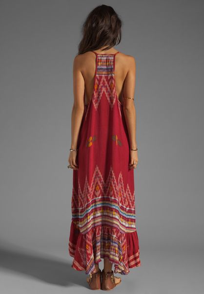 Indah Leyti Highlow Ruffle Sundress in Red (red endek) | Lyst