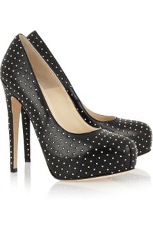Brian Atwood Studded Leather Platform Pumps - Lyst