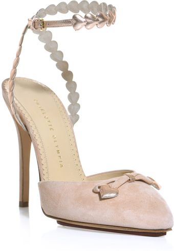 Charlotte Olympia Amour Suede and Metallic Leather Shoes - Lyst