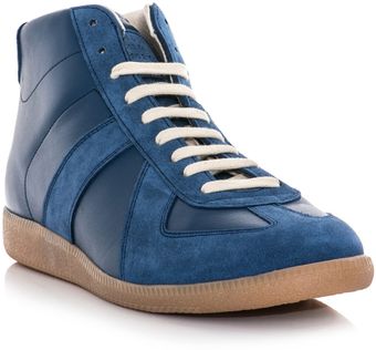 Maison Martin Margiela Leather and Suede Hightop Trainers - Lyst