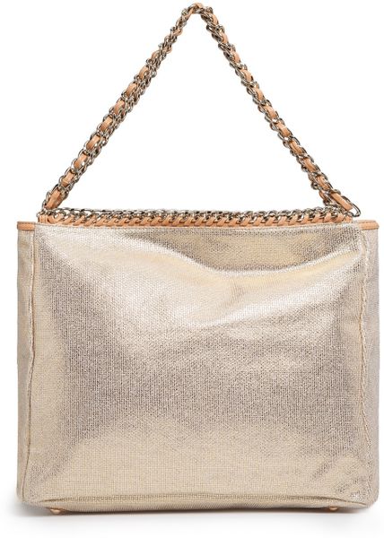mango touch chains metallic tote in beige 92 lyst mango touch chains metallic tote in beige 92 lyst