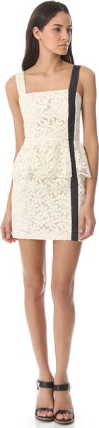 Charlotte Ronson Peplum Dress with Leather Detail - Lyst