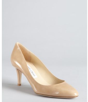 Jimmy Choo Nude Patent Leather Almond Toe Vega Pumps - Lyst
