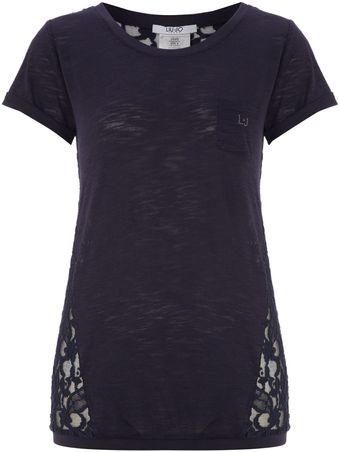 Liu Jo Short Sleeved Lace Back Top - Lyst