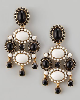 Oscar de la Renta Cabochon Drop Clip Earrings  - Lyst