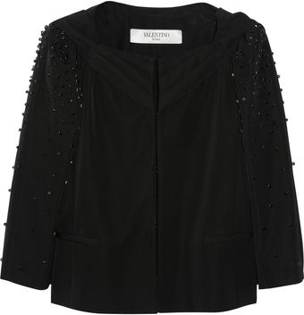 Valentino Crystal Embellished Sateen Twill Jacket - Lyst