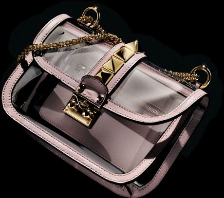 Valentino Rockstud Small PVC Lock Crossbody Bag in Transparent (clear)