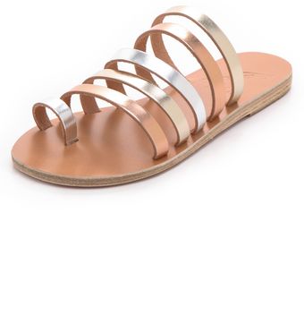 Ancient Greek Sandals Niki Metallic Strappy Slides - Lyst