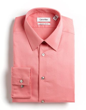 Calvin Klein Textured Striped Cotton Dress Shirt - Lyst