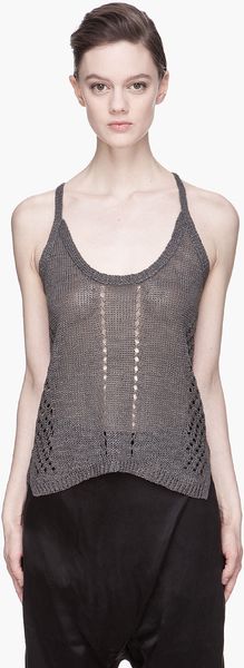 Elizabeth And James Charcoal Grey Slouchy Pointelle Knit Tank - Lyst