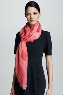 Giorgio Armani Large Check Gauze Scarf - Lyst