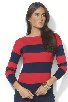 Lauren by Ralph Lauren Combed Cotton Boatneck Sweater - Lyst
