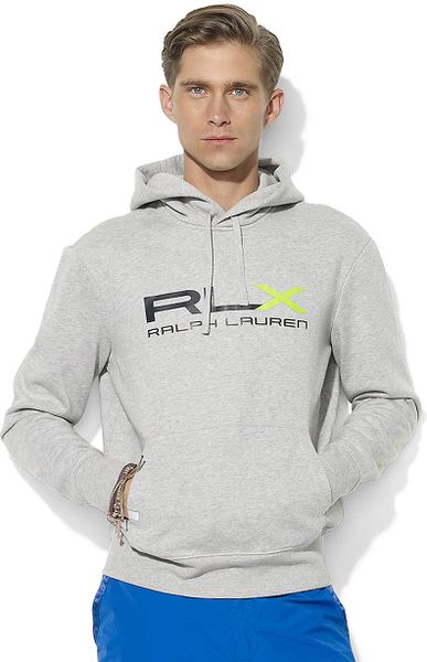 Polo Ralph Lauren Long Sleeved Track Fleece Pullover Hoodie in Gray for