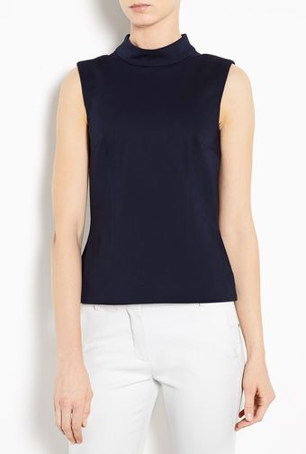 Victoria Beckham Navy Twill 60's Shell Top - Lyst