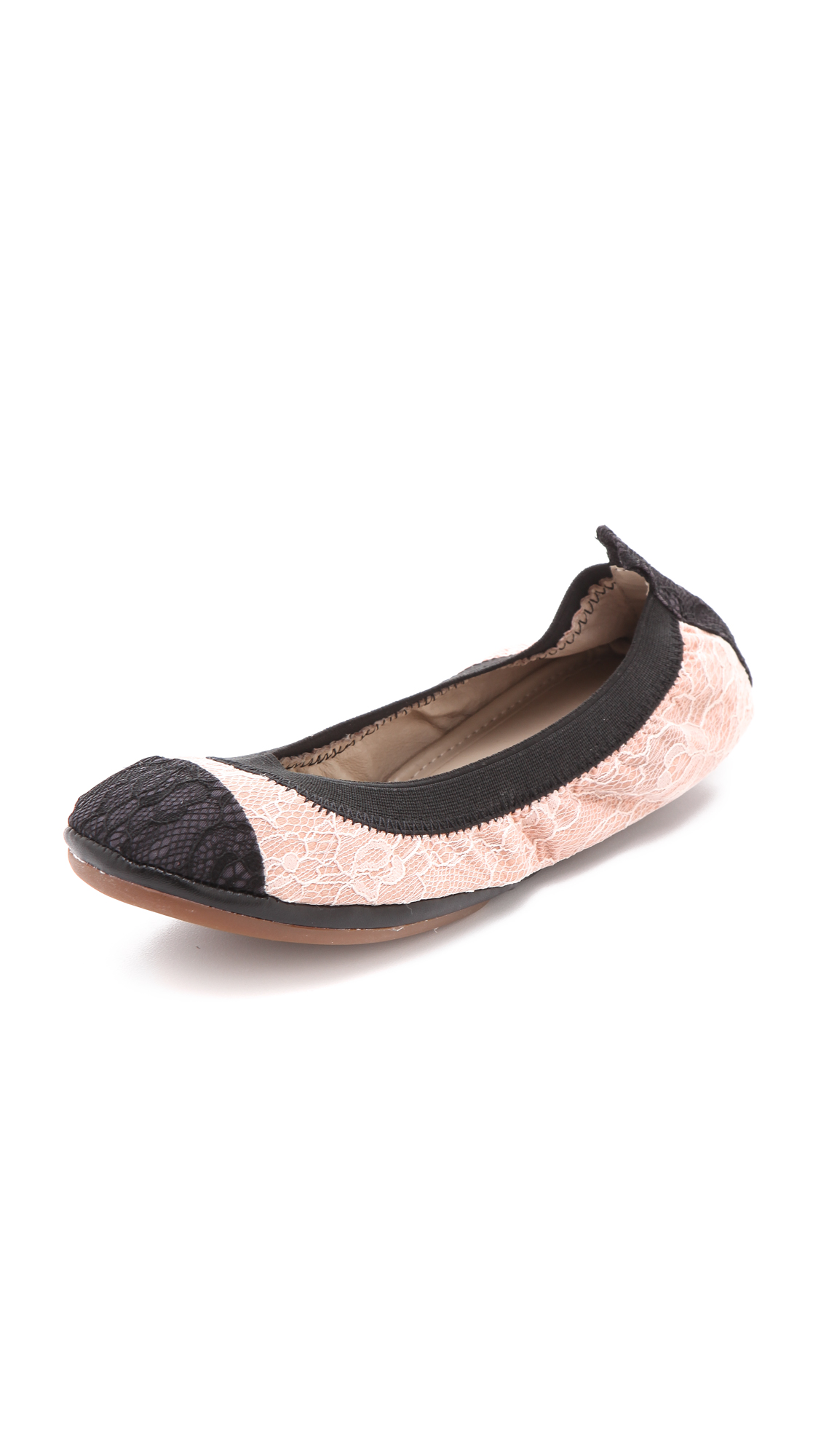 Yosi Samra Lace Cap Toe Ballet Flats in Pink (beige) Lyst