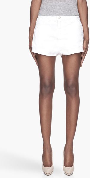 J Brand x Christopher Kane White Crinkled Boy Fit Rolled Shorts - Lyst