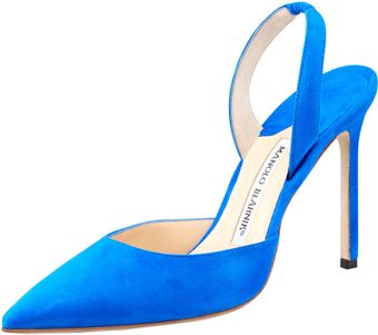 Manolo Blahnik Carolyne Suede Highheel Halter Pump Blue - Lyst
