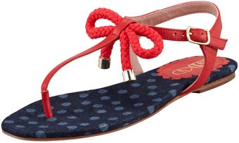 RED Valentino Leather and Rope Bow Thong Sandal - Lyst